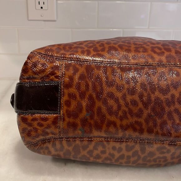 Coach Maggie Mia Ocelot High Gloss Patent Leather Hobo Shoulder Bag - Picture 8 of 16